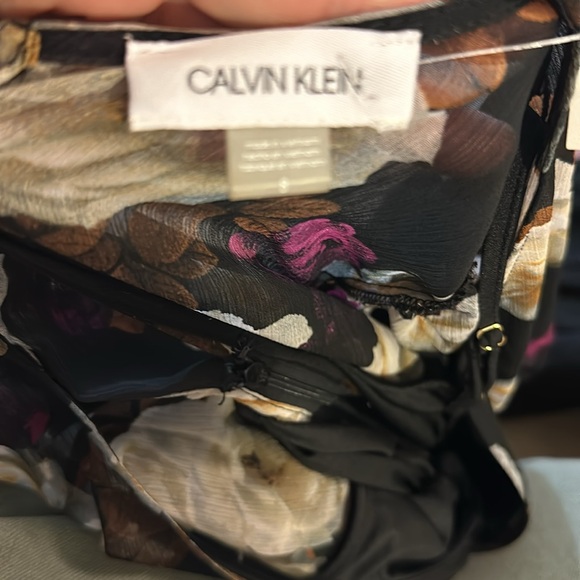 New Clavin Klein Faux Wrap Black Floral Dress Size 8 - Picture 14 of 14